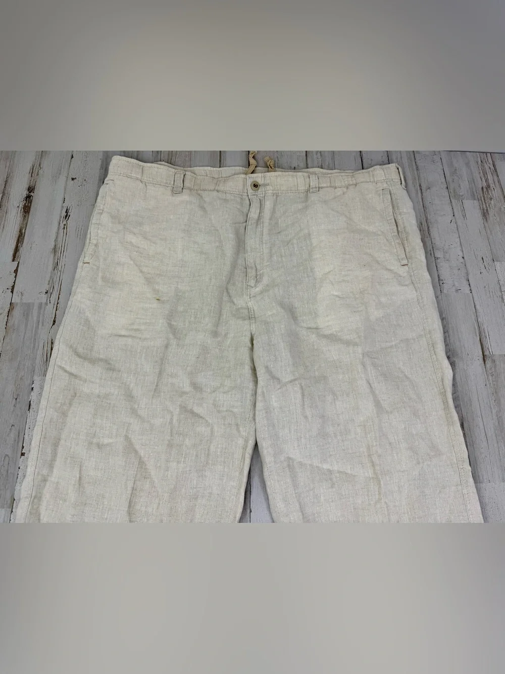 Tommy Bahama Relax Mens XL Beige 100% Linen Drawstring Straight Leg Pants